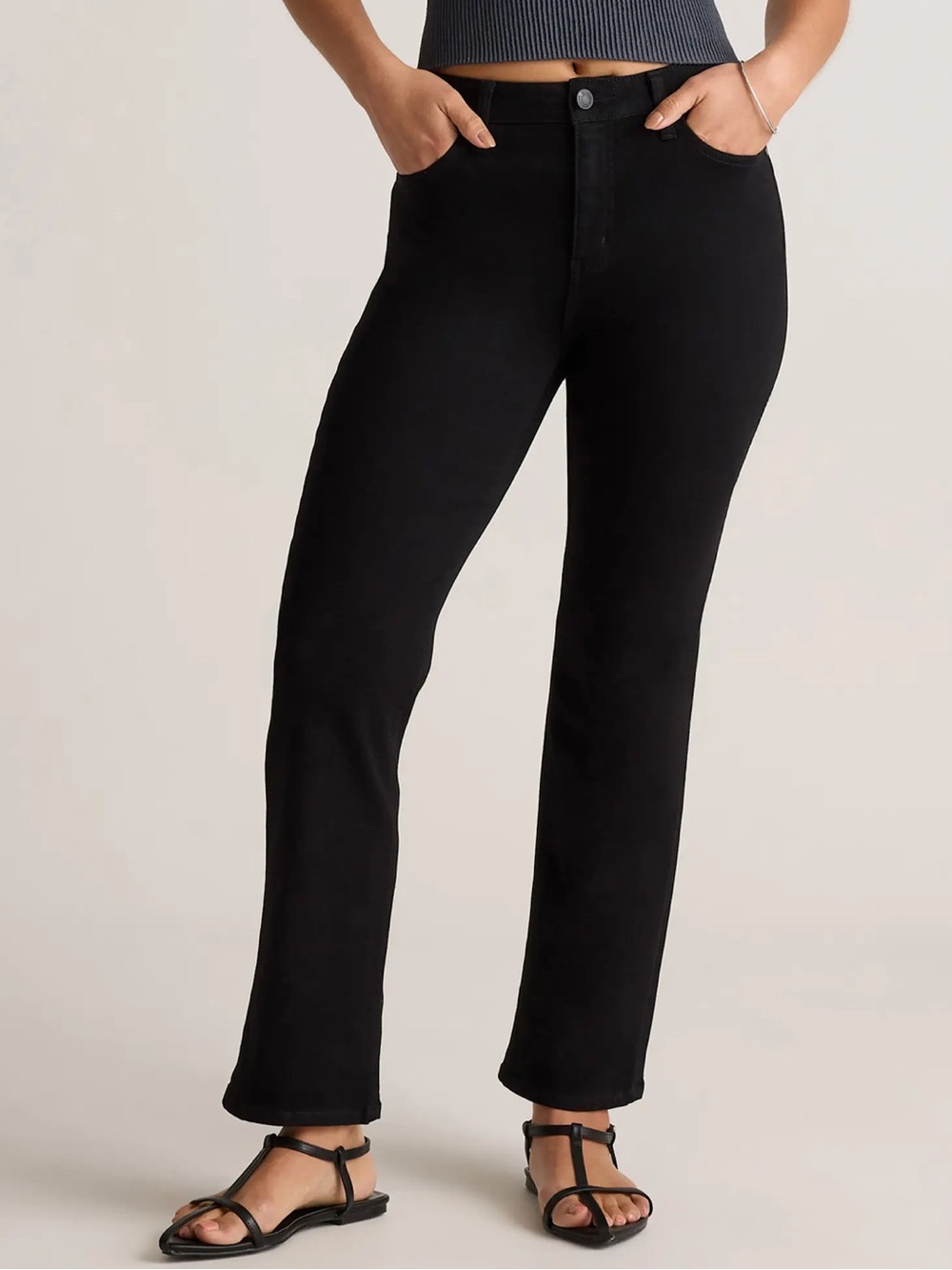 Quince Bella Stretch Kick Flare Jeans Black 31W 28Inseam